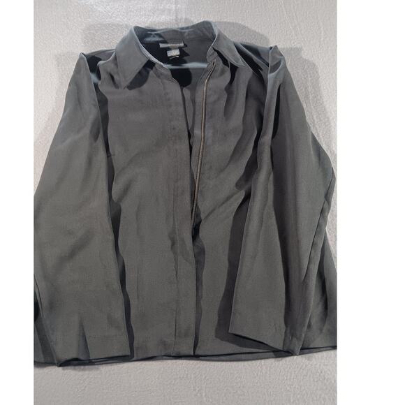 Banana Republic 100% Silk Coat Women’s Size 8 Gray Long Sleeve Zip Front Jacket - Picture 1 of 7